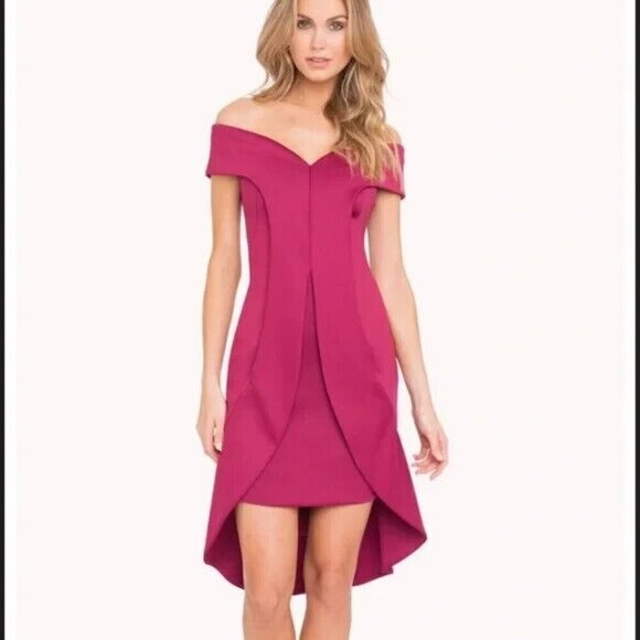 Black Halo Eve Anderson Off the Shoulder Sheath Dress Women Size 8 Burgundy - Picture 1 of 14